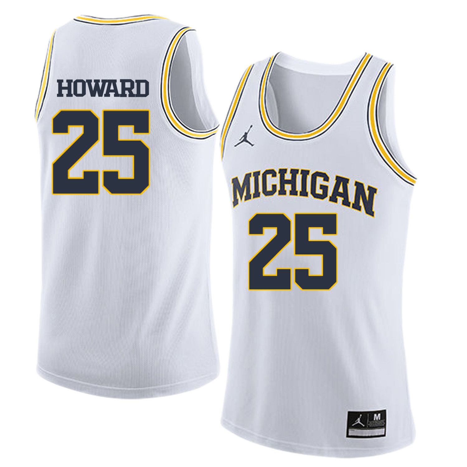 Men Jordan University of Michigan Basketball White #25 Howard Customized NCAA Jerseys->customized ncaa jersey->Custom Jersey